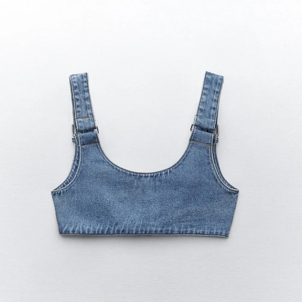 BUCKLED DENIM TOP - Picture 8 of 8